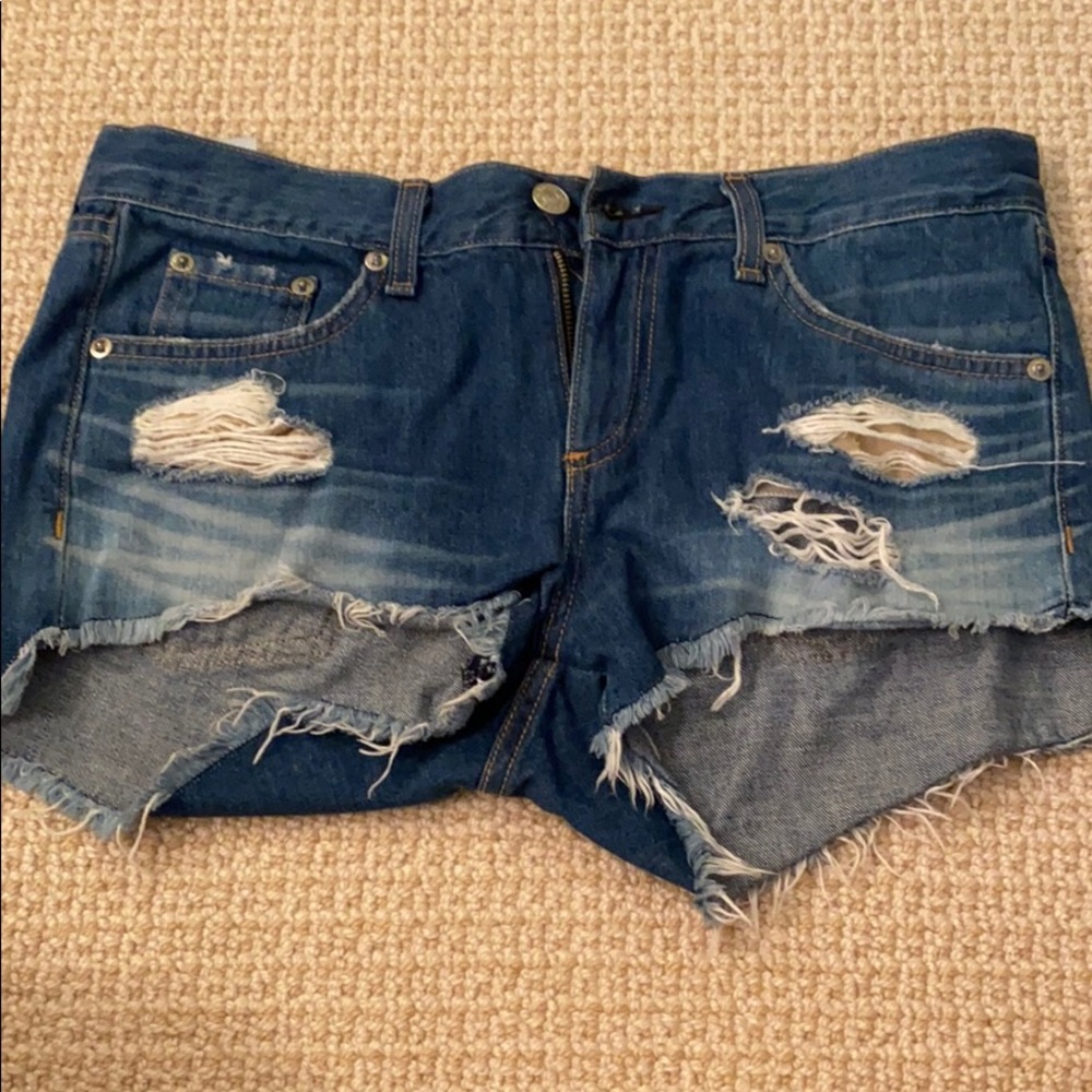 Cutoff jean shorts